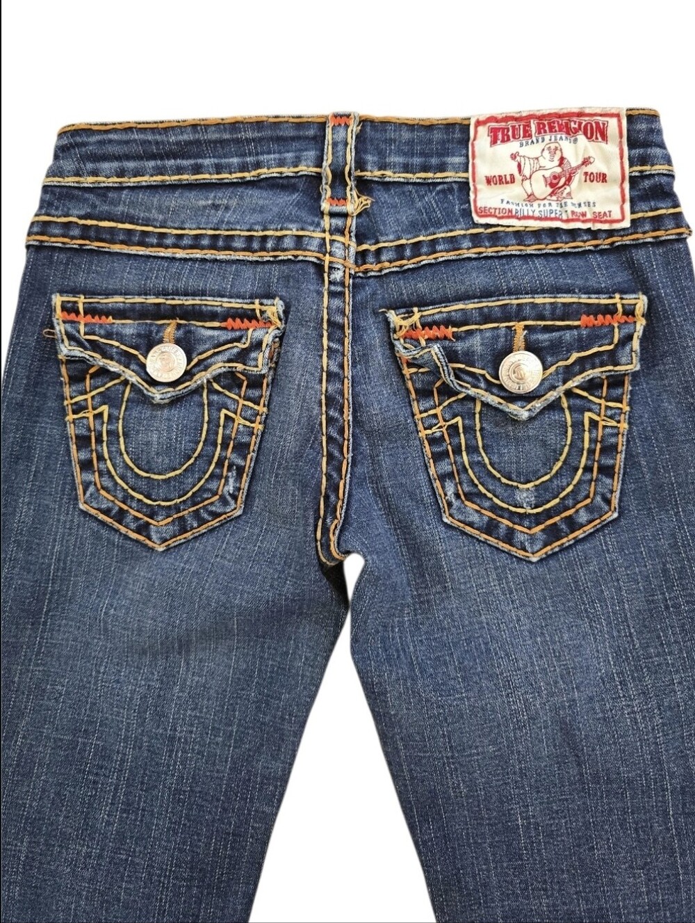 True Religion Joey Bootcut Jeans Women's 26 Dark Wash Flap Pocket Low Rise Y2K - Picture 5 of 16